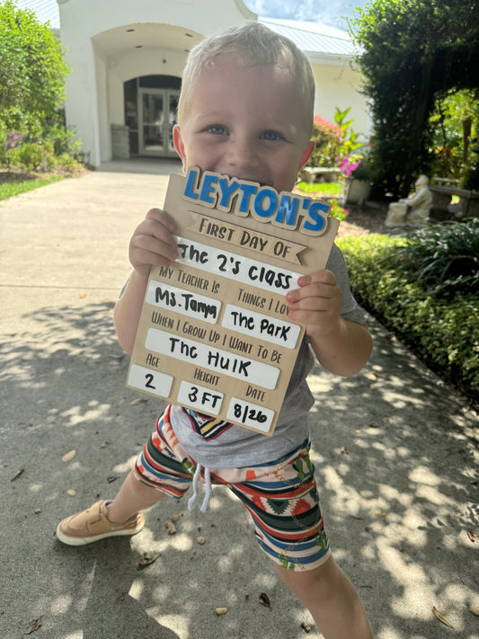 Detailed First Day of School Sign
