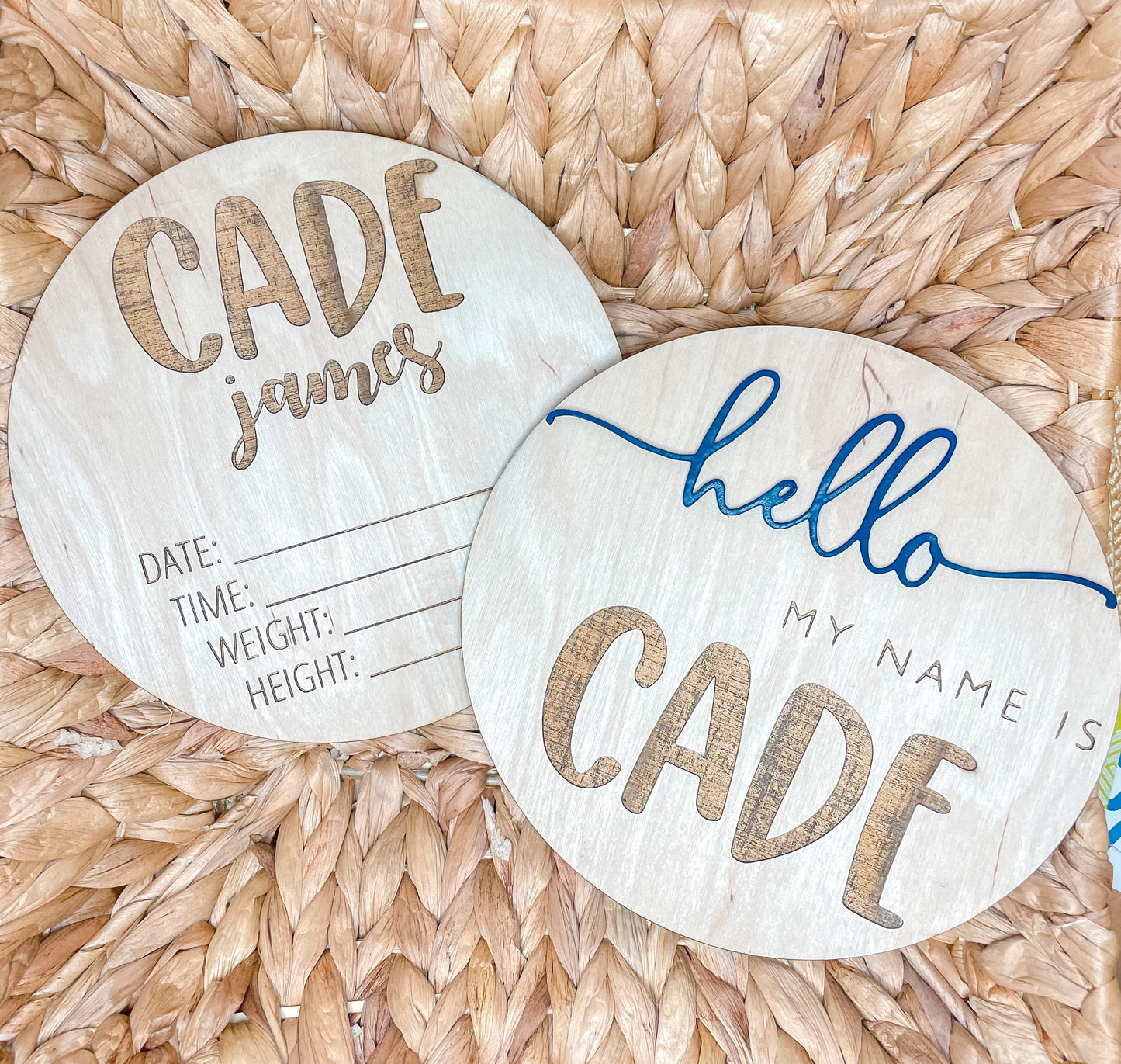 Wood birth announcement