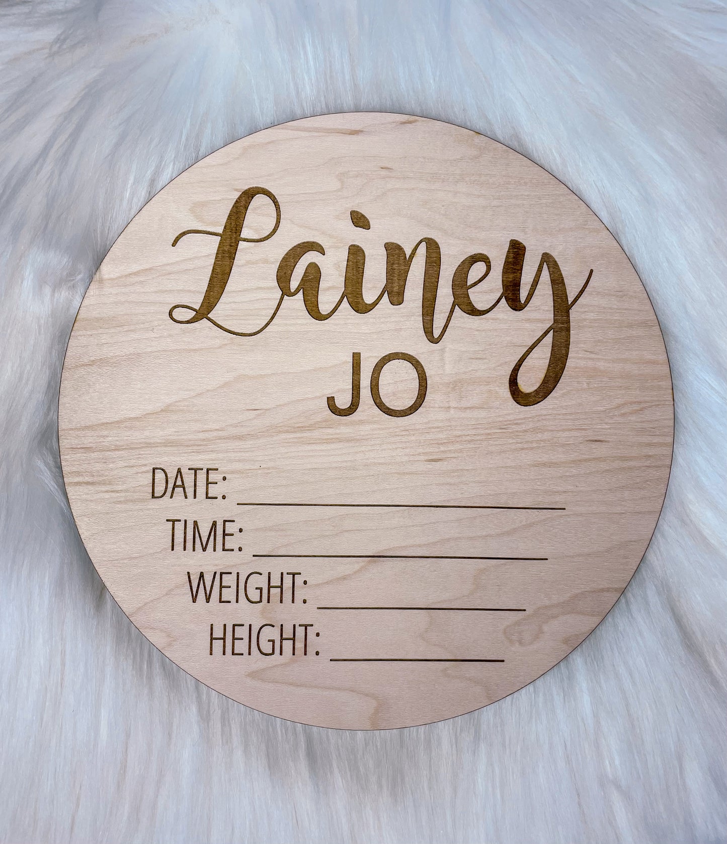 Wood birth announcement