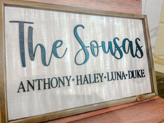 Family home decor sign