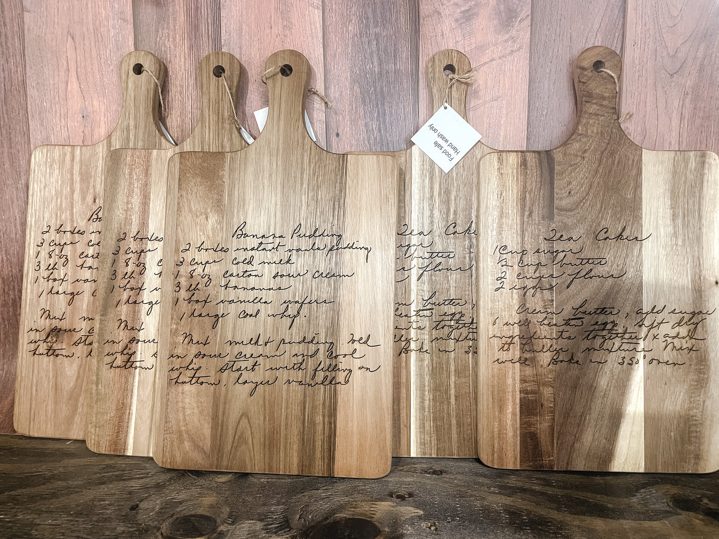 Handwritten recipe boards