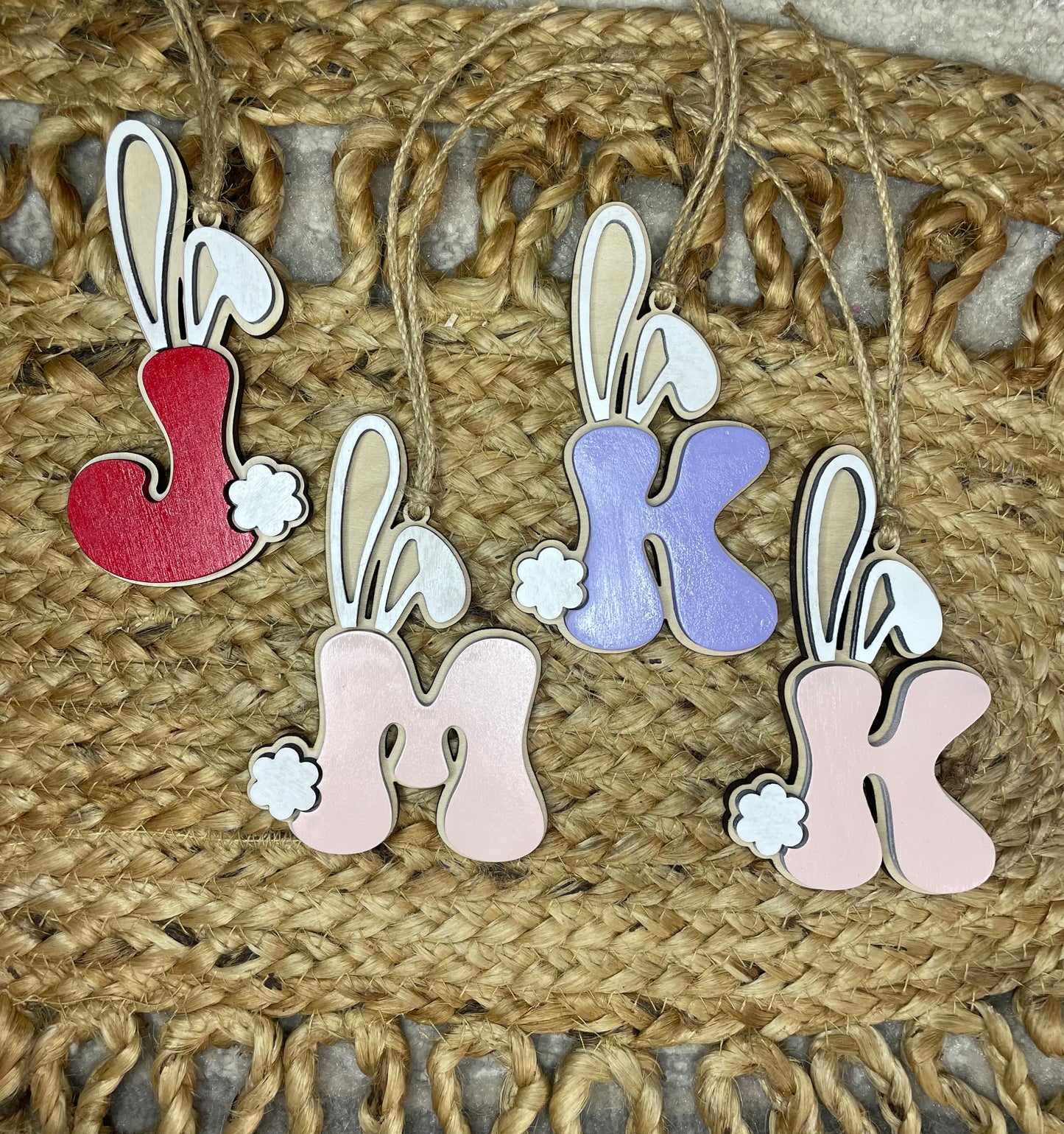 Alphabet bunny basket tag