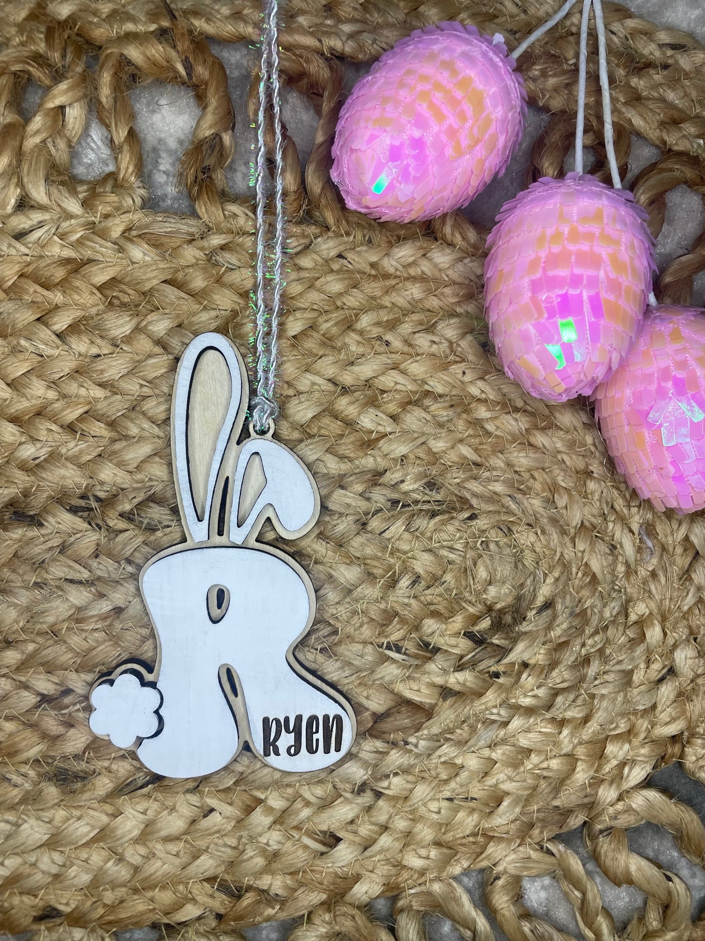 Alphabet bunny basket tag